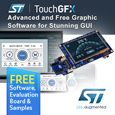 TouchGFX from STMicroelectronics accelerates design of HMI graphic user interface. Software, samples and evaluation boards available from Anglia